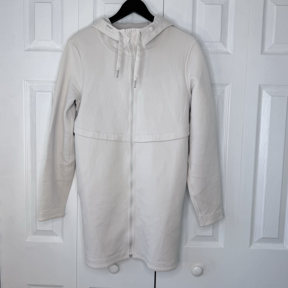 Lululemon Long Horizons Hoodie White Opal Full Zip Tunic Jacket Coat Size 10